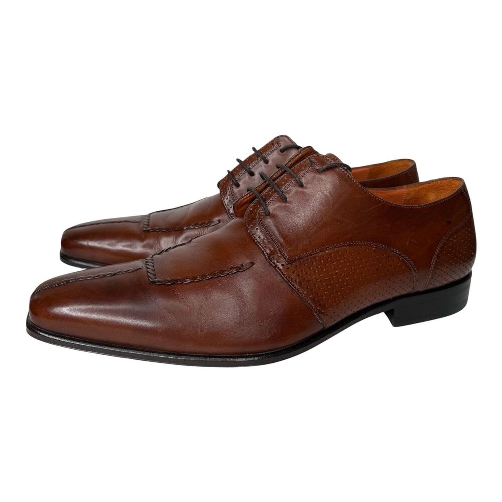 Mezlan Slesse Custom Brown Leather Derby Dress Shoes Mens 12 Split Toe Spain